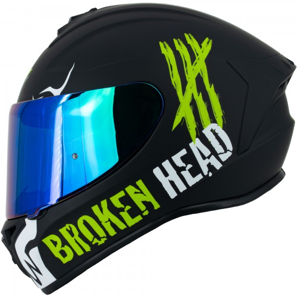 Broken Head Integralhelm Adrenalin Therapy 4X Schwarz-Weiß + Grün V... von Broken Head
