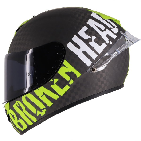 Broken Head Integralhelm BeProud Race Pro Carbon Grün + Schwarzes V... von Broken Head