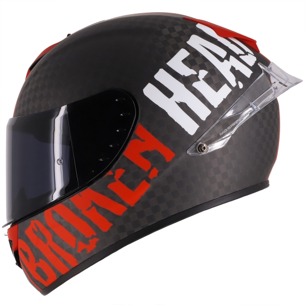 Broken Head Integralhelm BeProud Race Pro Carbon Rot + Schwarzes Vi... von Broken Head