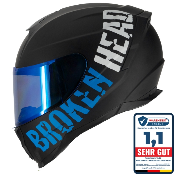 Broken Head Integralhelm BeProud Sport Blau + Verspiegeltes Visier von Broken Head