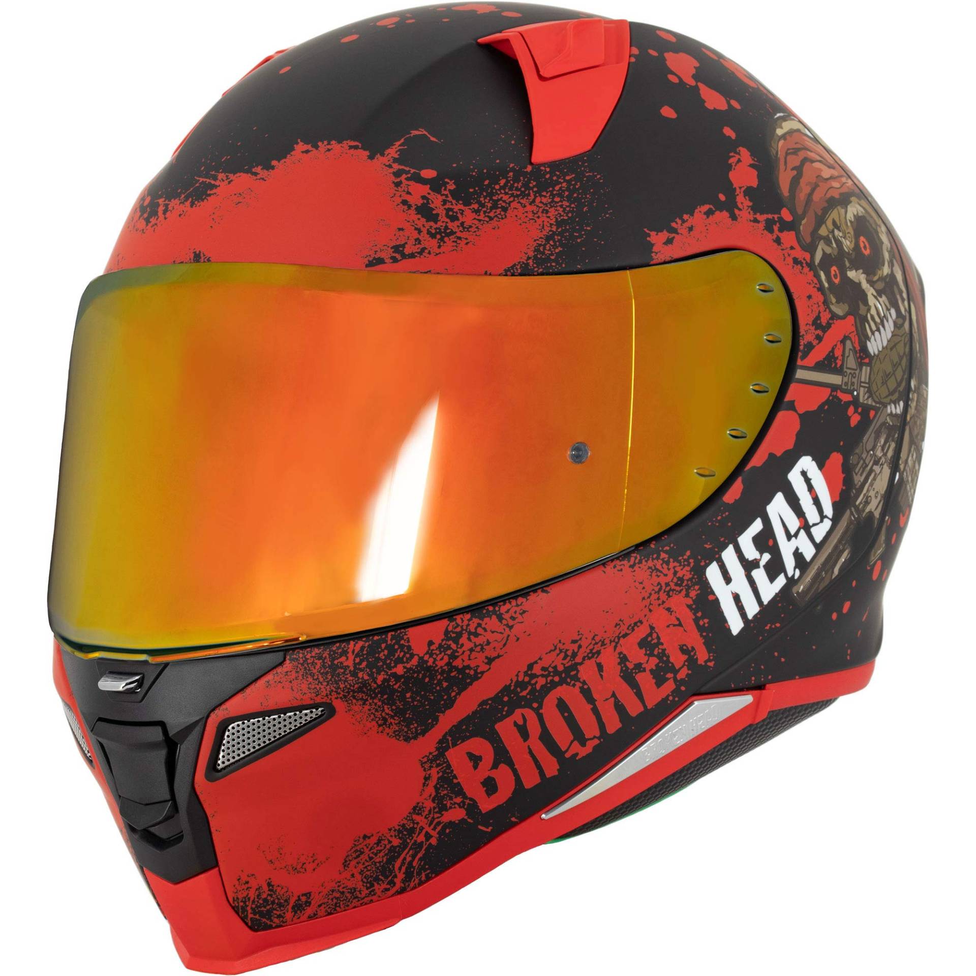 Broken Head Jack S. V2 Pro Rot - Integral-Helm Set Mit Zwei Visieren (Rot Verspiegelt + Klar) Sport Motorradhelm (M 57-58 cm) von Broken Head