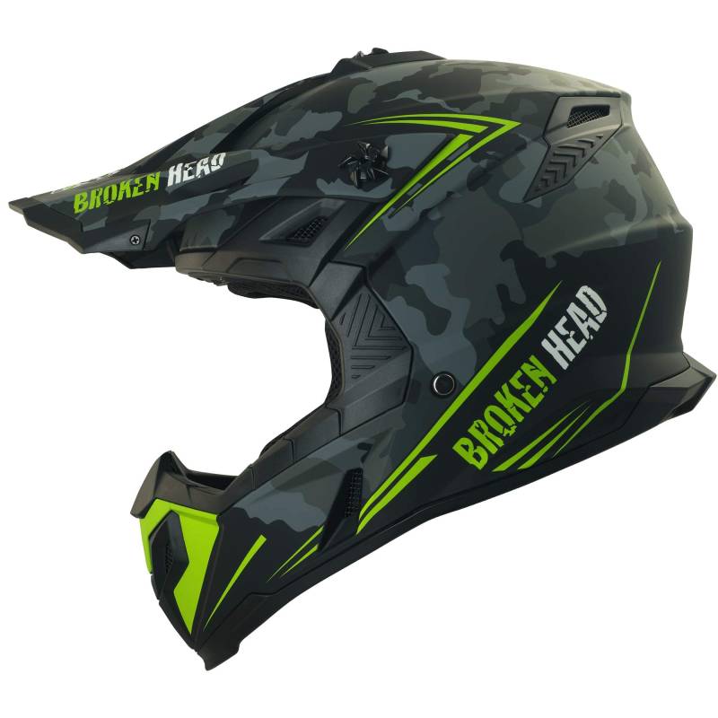 Broken Head Squadron Rebelution Motocross-Helm - Leichter Cross-Helm & Enduro-Helm - Motorradhelm, Camouflage Grau - Größe XL (61-62 cm) von Broken Head