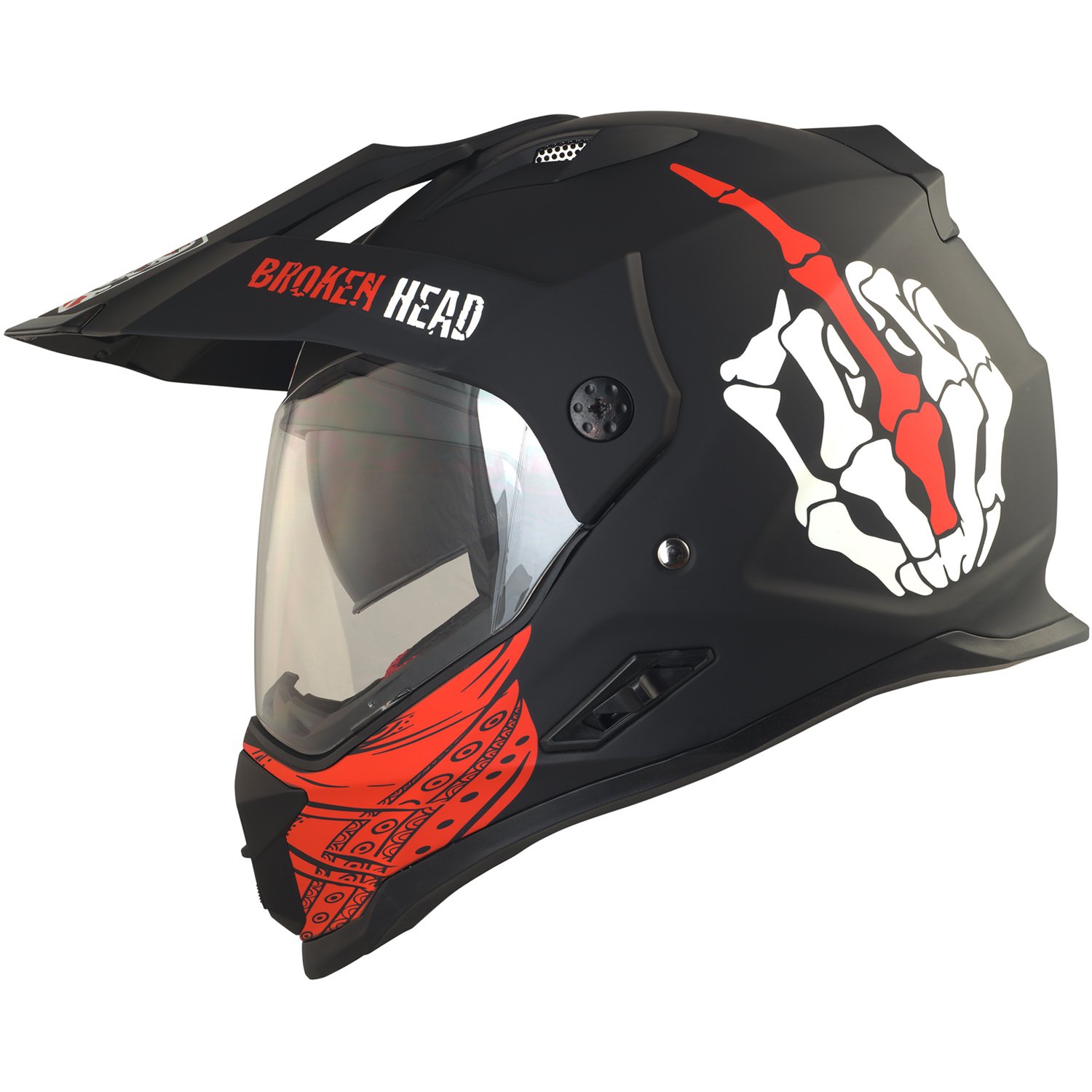 Broken Head Street Rebel Motocross-Helm rot mit Visier - Enduro-Helm - MX Cross-Helm mit Sonnenblende - Quad-Helm (L 59-60 cm) von Broken Head