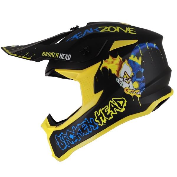 Broken Head Supermoto und MX-Helm FreakZone Schwarz-Gelb-Blau von Broken Head