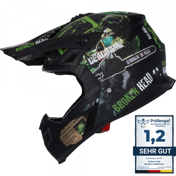 Broken Head Supermoto & Motocross-Helm Resolution Grün von Broken Head