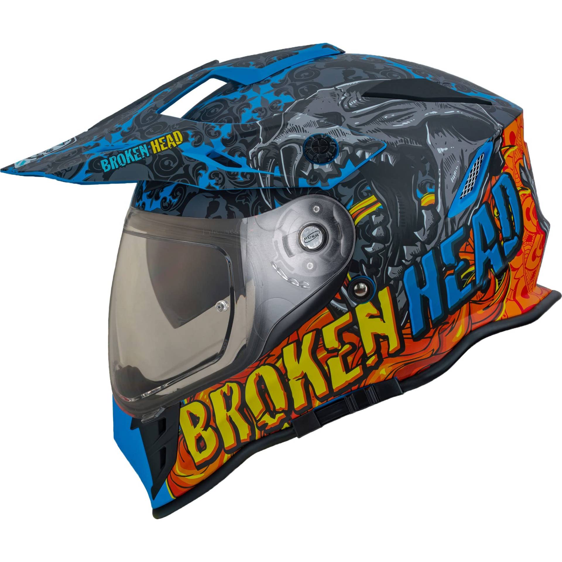 Broken Head Tigris VX2 Motorradhelm - Enduro Motocross-Helm - Cross-Helm mit Visier und Sonnenblende (S (55-56 cm)) von Broken Head