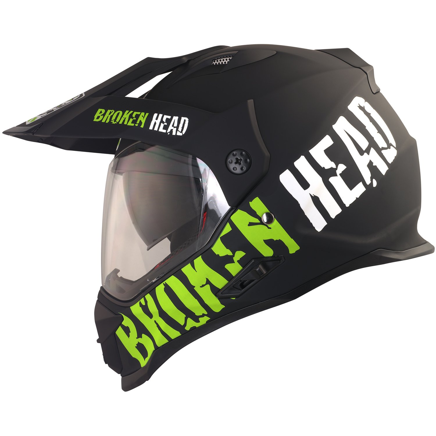 Broken Head made2rebel Motocross-Helm grün mit Visier - Enduro-Helm - MX Cross-Helm mit Sonnenblende - Quad-Helm (L 59-60 cm) von Broken Head