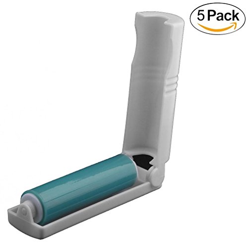 5 Stück Sticky Fusselroller mit, Wiederverwendbar Waschbar Travel Staub Picker Reiniger Entferner Bürste Value Set für Kleidung Pet Haar Schmutz – Blau von Brosin