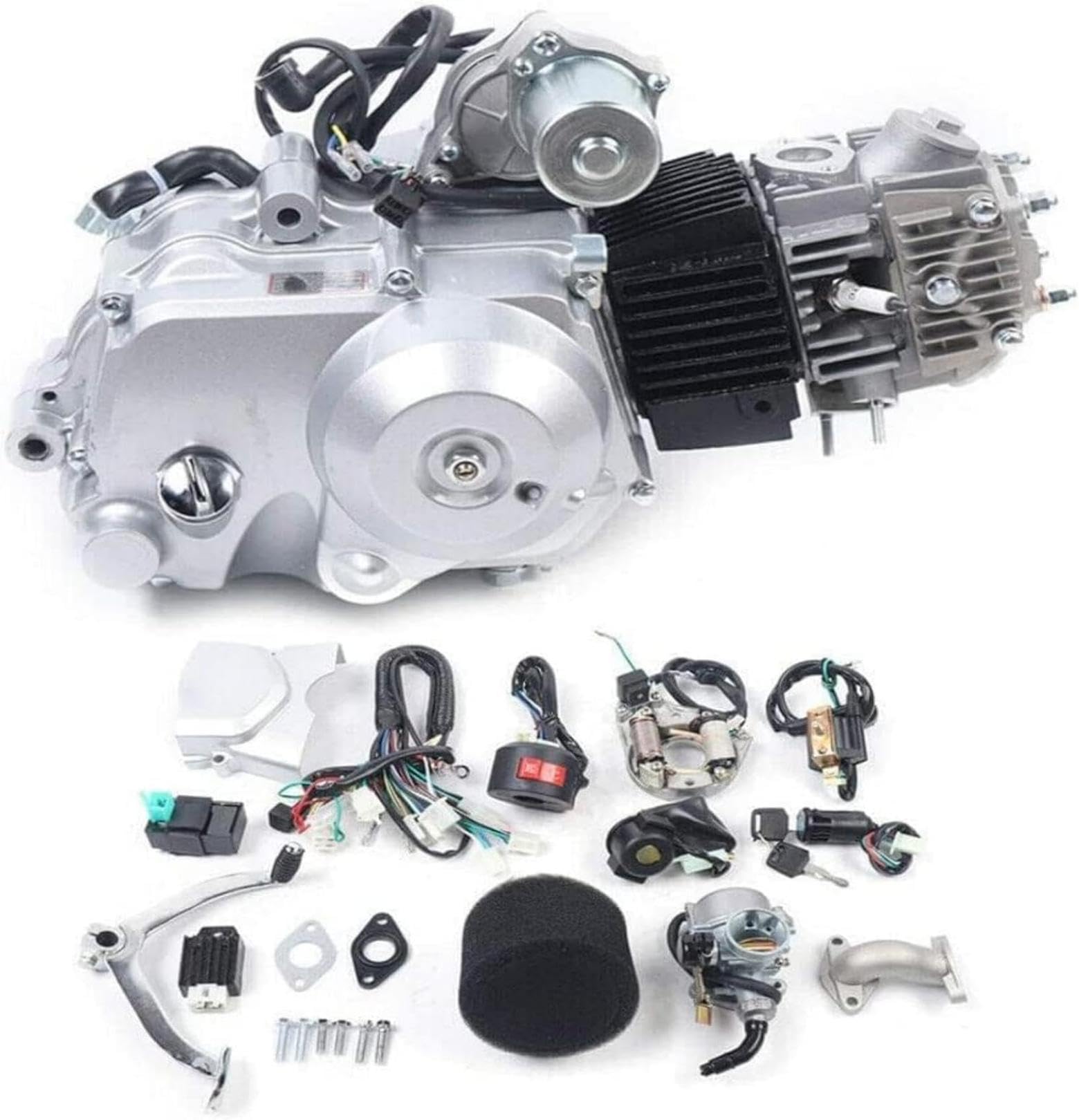 125cc 4-Takt Engine Motor Kit, 3 Gang ATV Motor Kit, Elektrischer Start 3+1 Rückwärts Go-Kart Quad Dirt Bike ATV Motor, halbautomatischer Einzylinder-Viertaktmotor für ATV QUAD Go Kart Motocross 125cc 4-Takt Engine Motor Kit, 3 Gang ATV Motor Kit, Elektrischer Start 3+1 Rückwärts Go-Kart Quad Dirt Bike ATV Motor, halbautomatischer Einzylinder-Viertaktmotor für ATV QUAD Go Kart Motocross von Brride