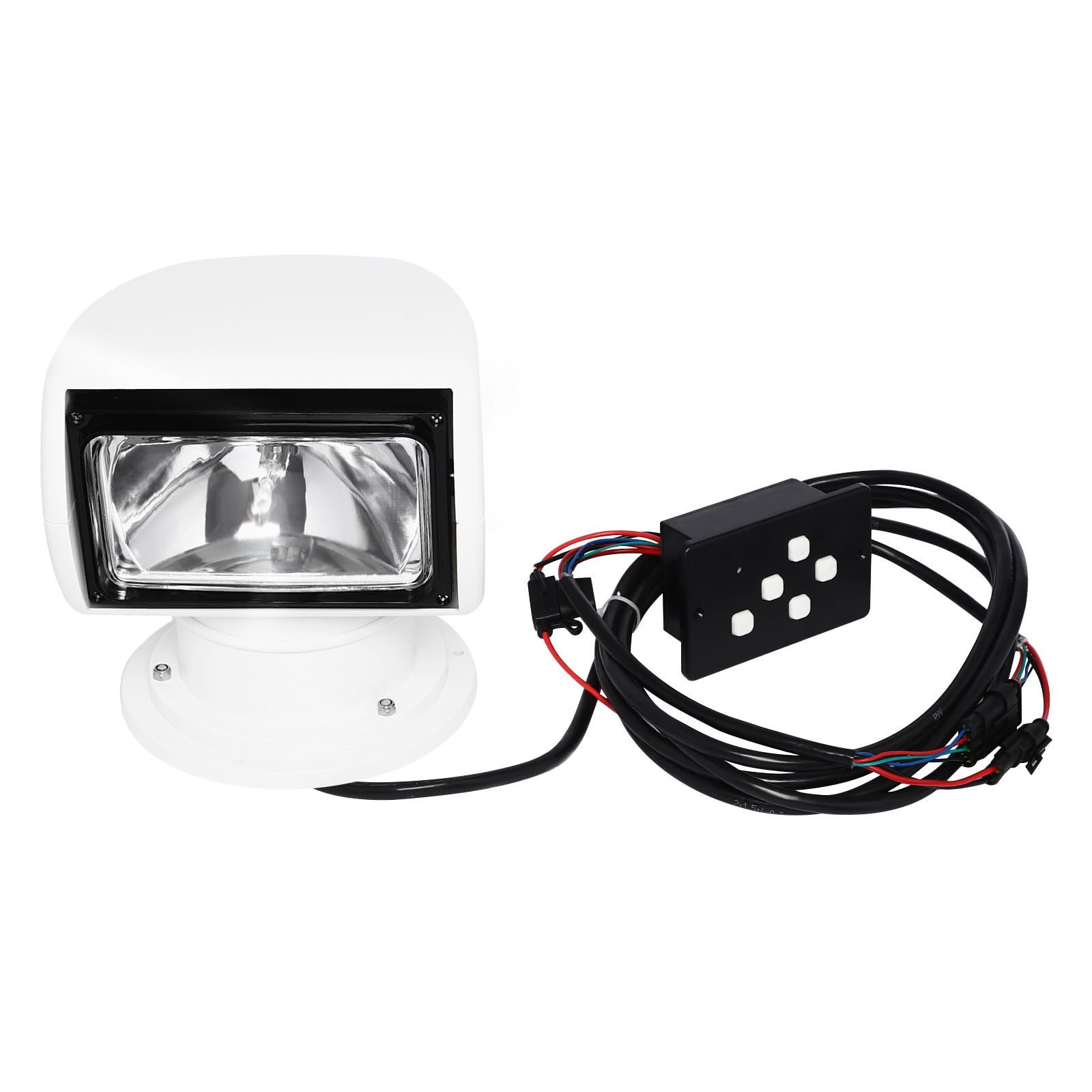 Brride 12V 100W Boot Suchscheinwerfer Boot Marine Halogenbirne Scheinwerfer 360 Grad Rotierende Fernbedienung Arbeitslicht IP66 Wasserdicht für Yachten, Küstenwache, Fischerboote (Weiß) von Brride