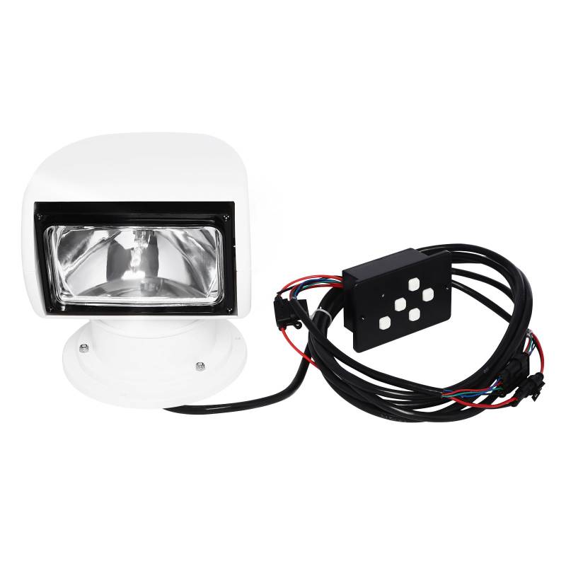 Brride 12V 100W Boot Suchscheinwerfer Boot Marine Halogenbirne Scheinwerfer 360 Grad Rotierende Fernbedienung Arbeitslicht IP66 Wasserdicht für Yachten, Küstenwache, Fischerboote (Weiß) von Brride