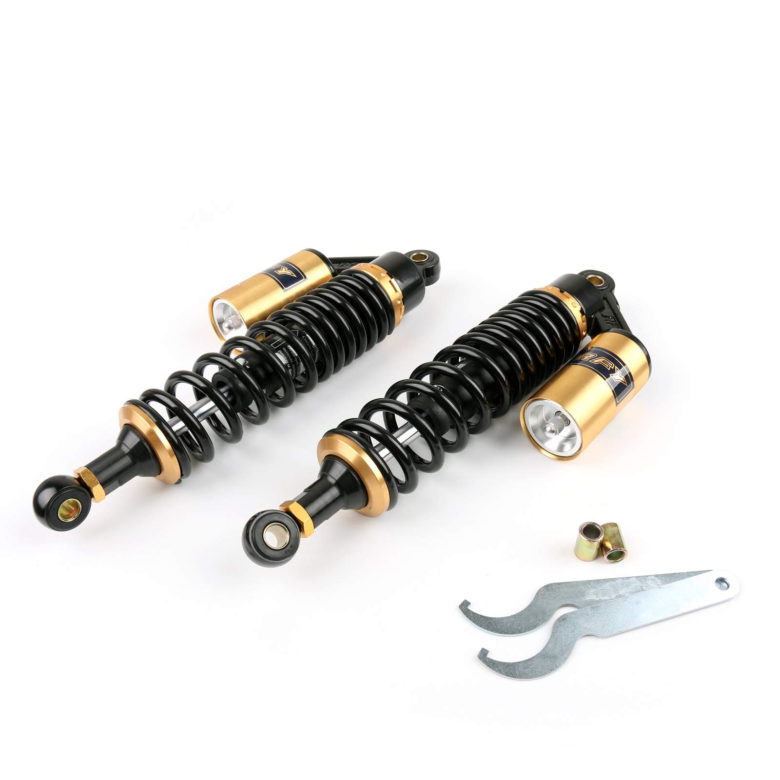 Bruce & Shark 2 X Motorrad ATV 13 "330Mm Stoßdämpfer Hinterradbremsfederung Luftstoßdämpfer Schwarz & Gold Bruce & Shark 2 X Motorrad ATV 13 "330Mm Stoßdämpfer Hinterradbremsfederung Luftstoßdämpfer Schwarz & Gold von Bruce & Shark