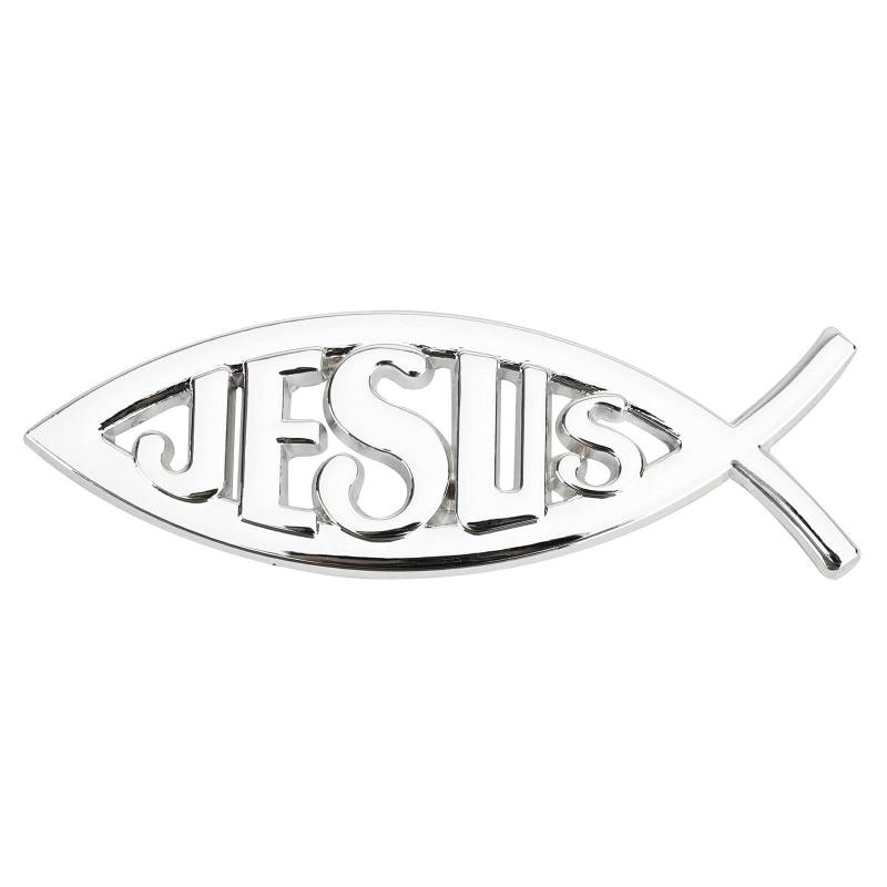 Bruce & Shark 3D Car Decal Emblem Aufkleber Religiöser Für Jesus Christian Fish Symbol Silber von Bruce & Shark