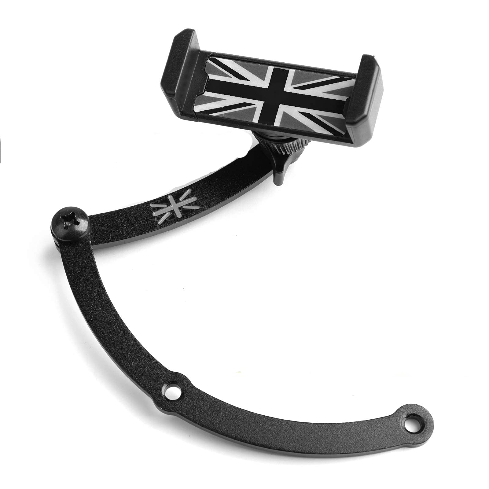 Bruce & Shark Handyhalter Metallmaterial stabil Union Jack Aussehen Autotelefon Klapphalter Passend für Mini Cooper R55 R56 F54 F55 zubehör Schwarz & Grau von Bruce & Shark