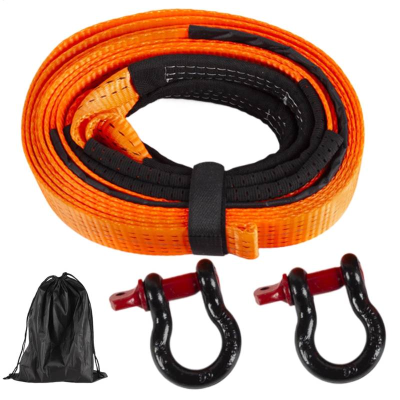 Car Tow Strap, Heavy-Duty Recovery Strap with Hooks, Sturdy Winch Extension Rope Easy Storage Portable Compact versatile Ideal for Tree Saver, Trucks, ATVs and Vehicles. von Bsbkoj