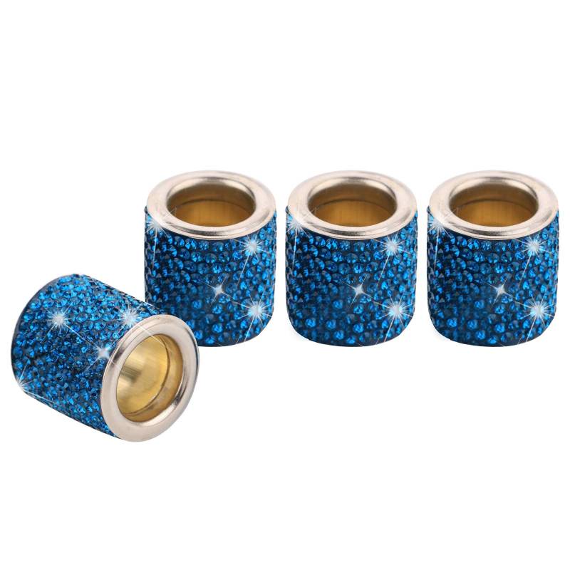 4 Pack Auto Kopfstütze Halsbänder Glitzer, Auto Zubehör Innenraum Deko Bling Bling, Auto Deko Diamant Strass, Auto Accessoires Glitzer Ringe Personalisiert (Pfauenblau) von Bseical