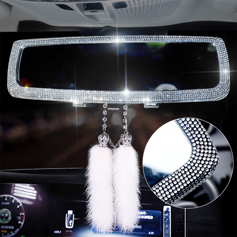 Auto Spiegel Deko Glitzer, Auto Zubehör für Frauen Glitzer, Auto Spiegel Anhänger, Rückspiegel Auto Innen Set, Glamour 9-Farben 275mm Blendschutz Universal Montiert auf Innenspiegel Auto/SUV Innenraum Auto Spiegel Deko Glitzer, Auto Zubehör für Frauen Glitzer, Auto Spiegel Anhänger, Rückspiegel Auto Innen Set, Glamour 9-Farben 275mm Blendschutz Universal Montiert auf Innenspiegel Auto/SUV Innenraum von Bseical