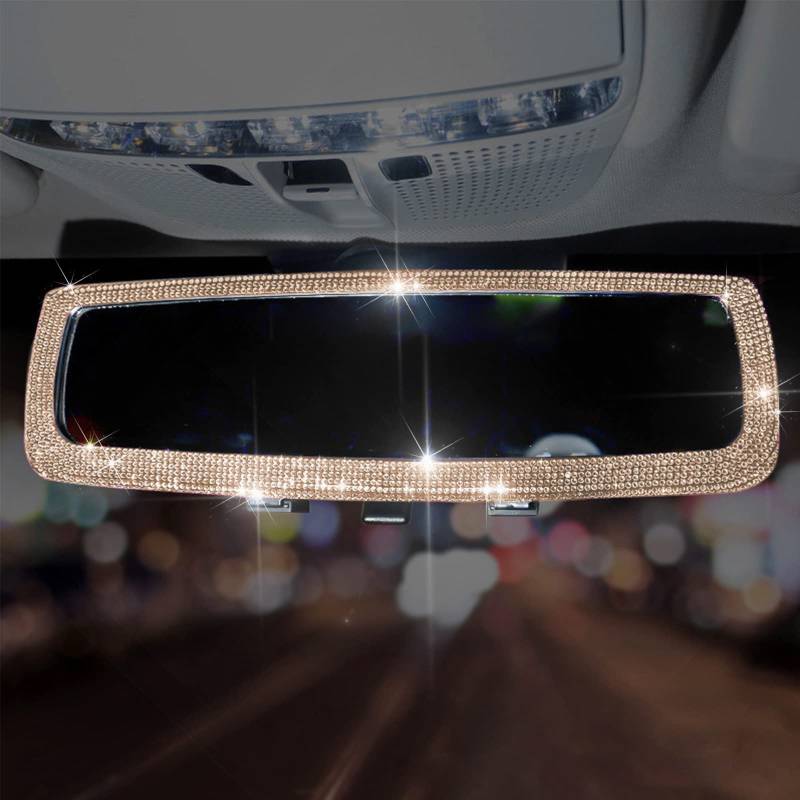 Spiegel Deko Glitzer, Zubehör für Frauen, Auto Anhänger, Rückspiegel Innen Set, Glamour 9-Farben 275mm Blendschutz Universal Montiert auf Innenspiegel Auto/SUV Innenraum von Bseical