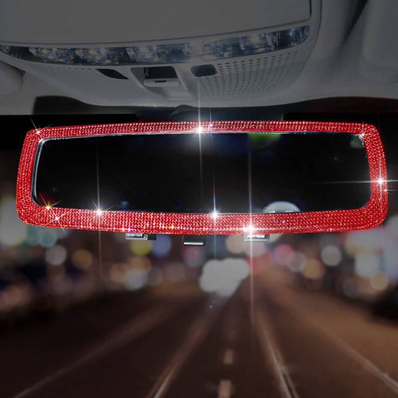 Auto Spiegel Deko Glitzer, Zubehör für Frauen, Rückspiegel Anhänger, Glamour 9-Farben 275mm Blendschutz Universal Montiert auf Innenspiegel für SUV Innenraum von Bseical