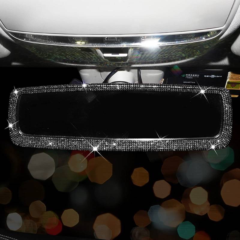 Spiegel Deko Glitzer, Zubehör für Frauen, Auto Anhänger, Rückspiegel Innen Set, Glamour 9-Farben 275mm Blendschutz Universal Montiert auf Innenspiegel Auto/SUV Innenraum von Bseical
