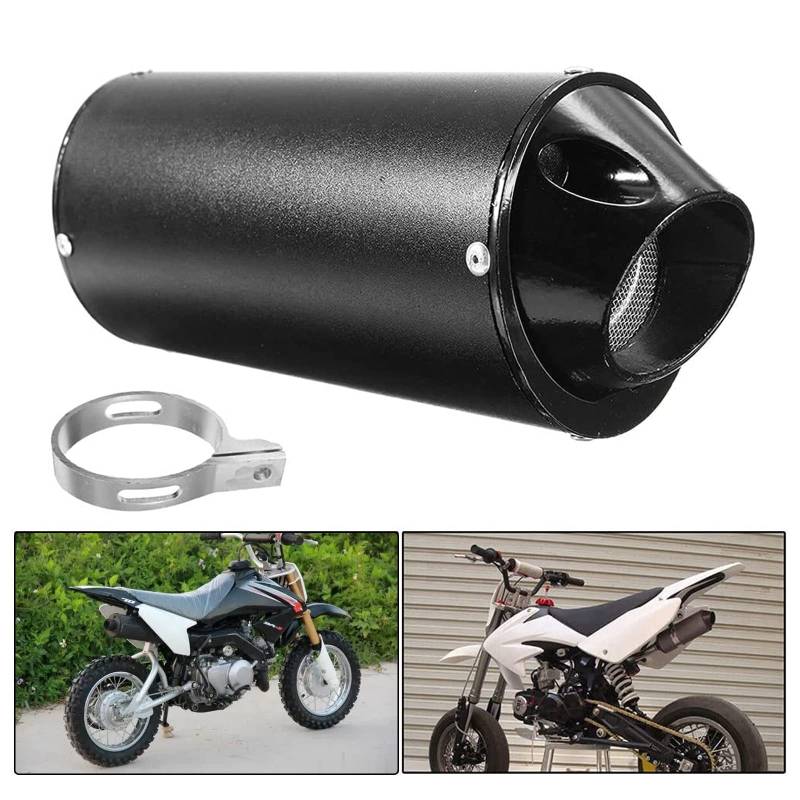 Motorrad Auspuff Schalldämpfer, Btstil 28mm Universal Motorrad Edelstahl Schalldämpfer Hinten Auspuffrohr mit Klemmdichtung für 50cc 110cc 125cc ATV Dirt Pit Quad Bike Motocross von Btstil