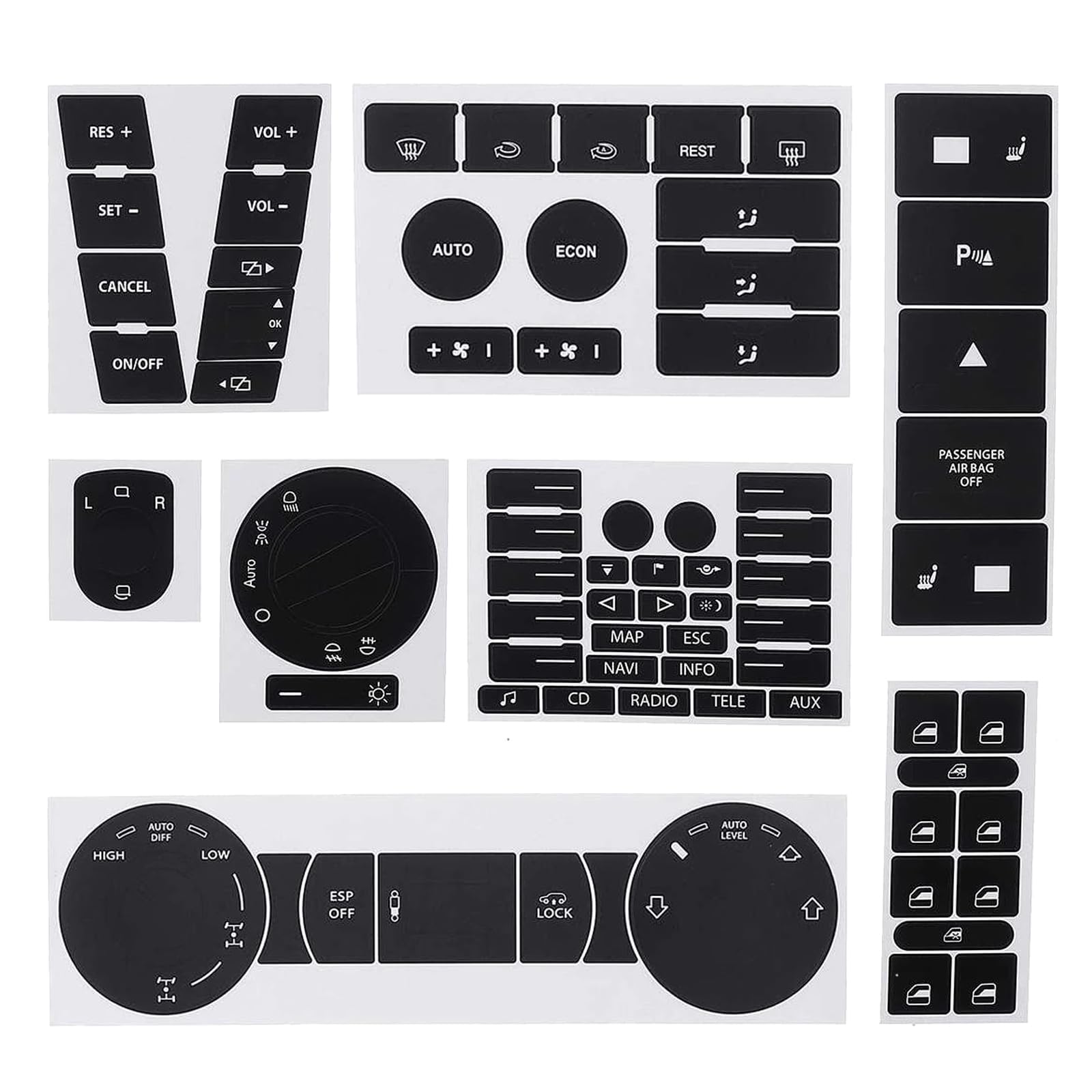 Buaak Auto Matte Black Worn Button Repair Kit Aufkleber, Kompatibel für vw Volkswagen Touareg 2004-2009, Knopf Reparatur Aufkleber Automobilinnenraum, Aufkleber Decals, Reparaturaufkleber Buaak Auto Matte Black Worn Button Repair Kit Aufkleber, Kompatibel für vw Volkswagen Touareg 2004-2009, Knopf Reparatur Aufkleber Automobilinnenraum, Aufkleber Decals, Reparaturaufkleber von Buaak