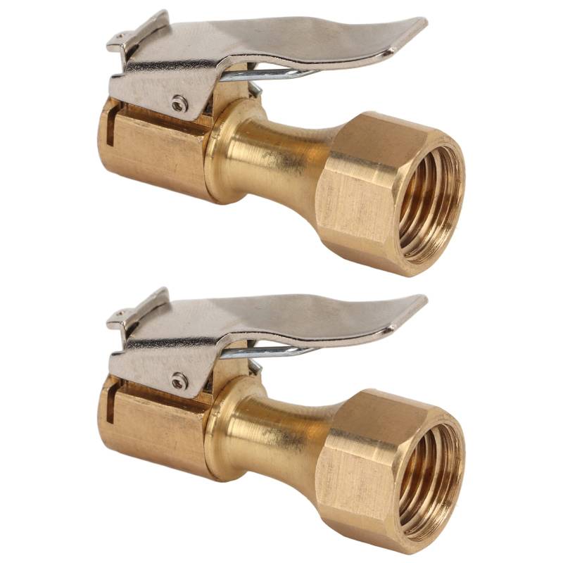 2 Stück Luftspannfutter Mit Clip, Reifenventiladapter, Verriegelbarer Reifenfüller-Düsenanschluss, Clip auf Messing-Innengewinde, Reifenpumpen-Düsen-Konverter-Werkzeug, Universell Für Luftpumpen von Buachois