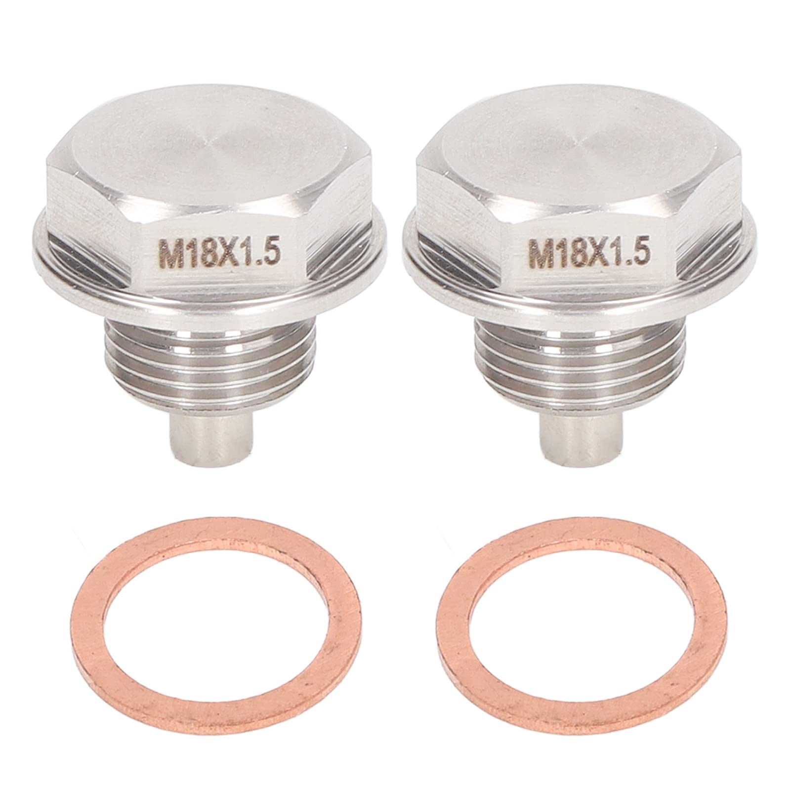 2-teiliger Magnetischer Ölablassstopfen Für Den Motor, M18 X 1,5 Mm Ölablassschraube, DP007-Kompaktschraubbolzenbefestigung, Pilotpunkt aus Edelstahl Mit Kupferscheibendichtungen 2-teiliger Magnetischer Ölablassstopfen Für Den Motor, M18 X 1,5 Mm Ölablassschraube, DP007-Kompaktschraubbolzenbefestigung, Pilotpunkt aus Edelstahl Mit Kupferscheibendichtungen von Buachois