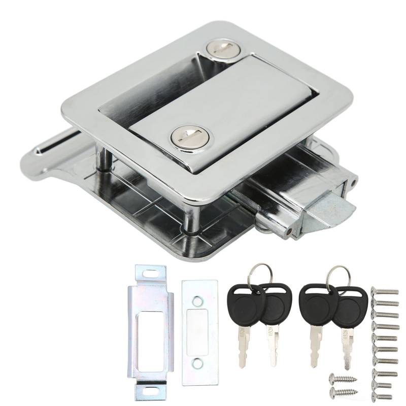 Buachois Anhänger Türschloss, Wohnmobil Türschlösser Sicherheits Türverriegelung mit Eingebautem Riegel für Wohnmobil Reiseanhänger Pferdeanhänger Frachttransporter (#3) in Silber von Buachois