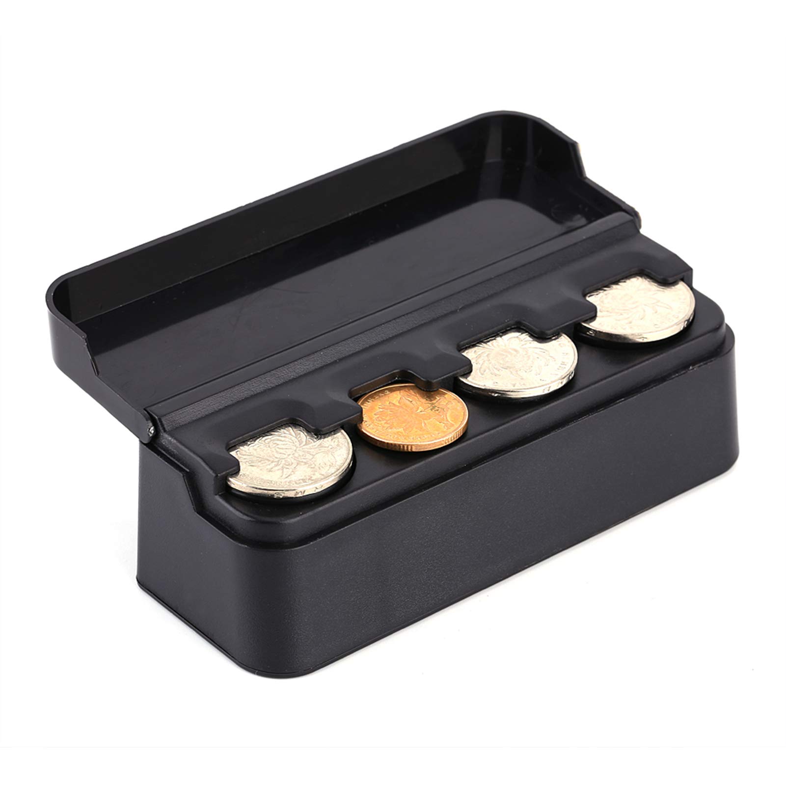 Auto Münzhalter mit 4 Fächer, Schwarz Tragbare Euro Münzbox Kunststoff Münzsortierer Münzaufbewahrung Tasche für 2 Euro 1 Euro 0,5 Euro und Größe Weniger als 2,7 cm Münz von Buachois