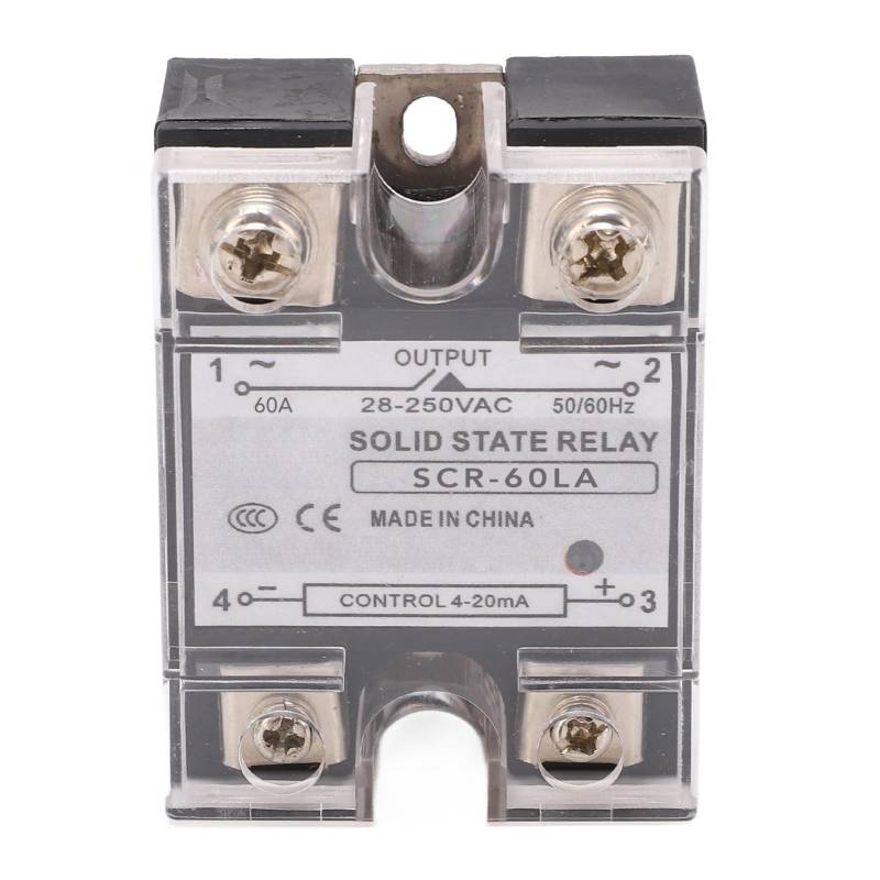 Halbleiterrelais 60A SSR Modul mit Kühlkörper Zustandsanzeige, Eingang 4-20mA zum Ausgang AC 28-250V DC-AC Solid State Relais Stufenloser Spannungsregler von Buachois