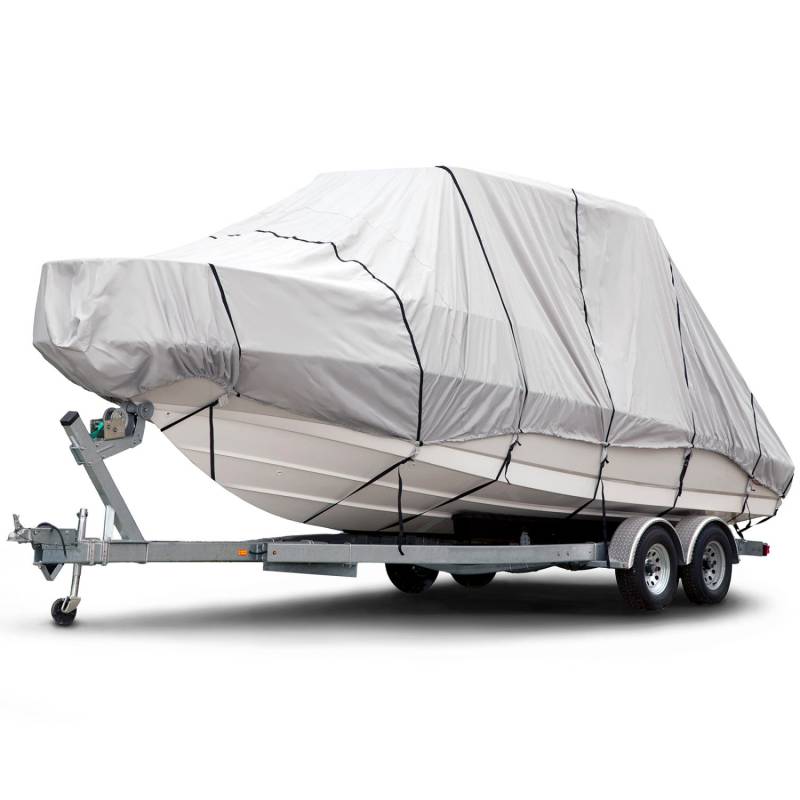 Budge 1200 Denier Bootsabdeckung, passend für Hard-Top/T-Top-Boote B-1221-X5 (4,7 m bis 50,8 m lang, Grau) von Budge