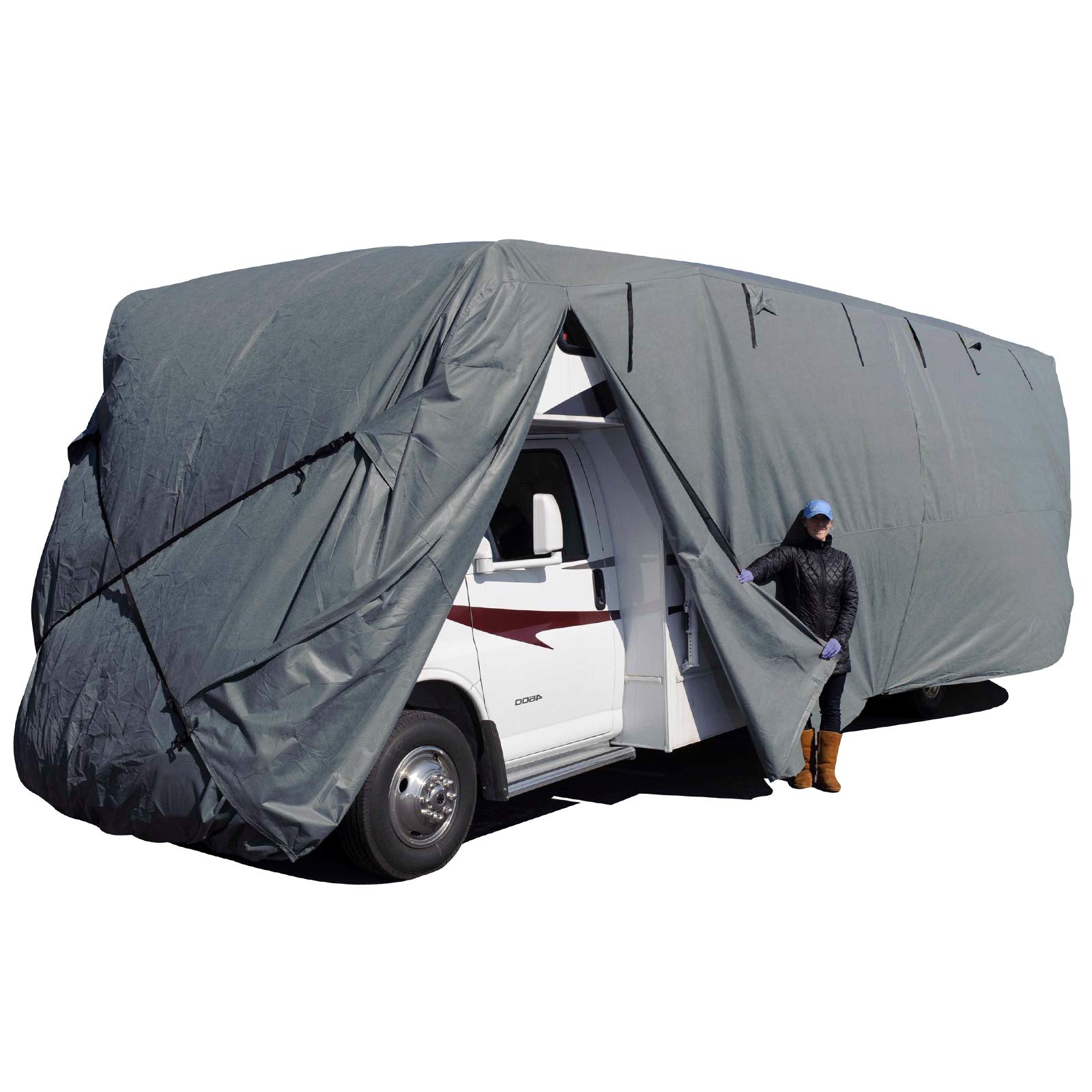 Budge Abdeckung für Wohnmobile der Klasse C mit Einer Länge von bis zu 91 cm (grau, Polypropylen), 1107,4 cm L x 266,7 cm B x 274,3 cm H (RVRB-35) von Budge