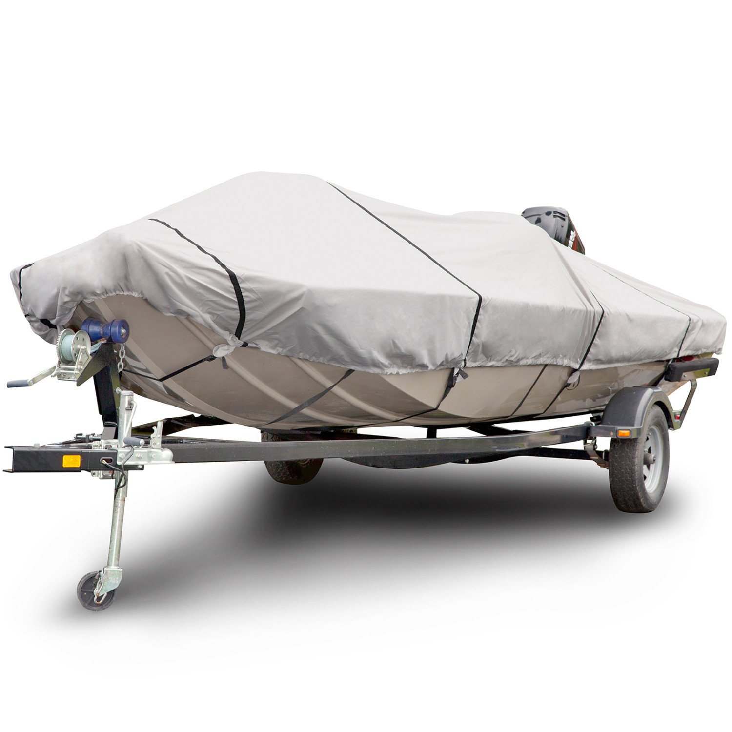 Budge B-611-X5 Bootsabdeckung, Flache Vorderseite, 600 Denier, flach, grau, 4,7-50,8 m lang (Strahlbreite bis 259,1 cm), wasserdicht, UV-beständig von Budge