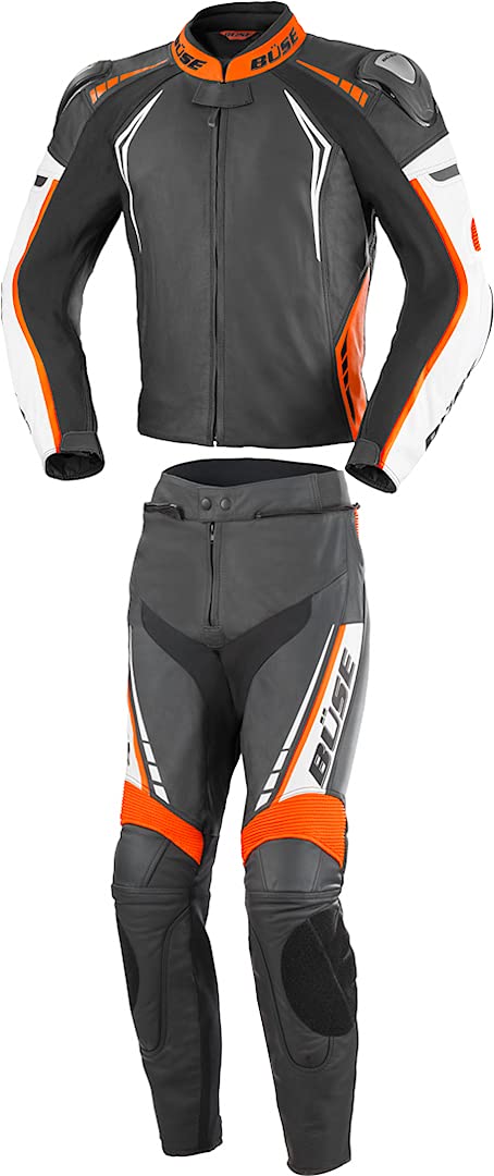 Büse Silverstone Pro 2-Teiler Motorrad Lederkombi 48 Schwarz/Weiß/Orange von Büse