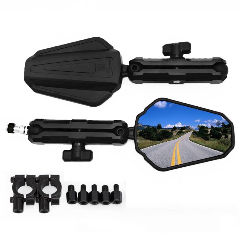 Builrand 2 Stück Motorrad Spiegel Universal Motorrad Rückspiegel Justierbar Motorrad Spiegel E-geprüft 360°Drehbar Robuste Klappbar Offroad Motorrad Spiegel mit Straße Dirt Bike Scooter Moped ATV von Builrand