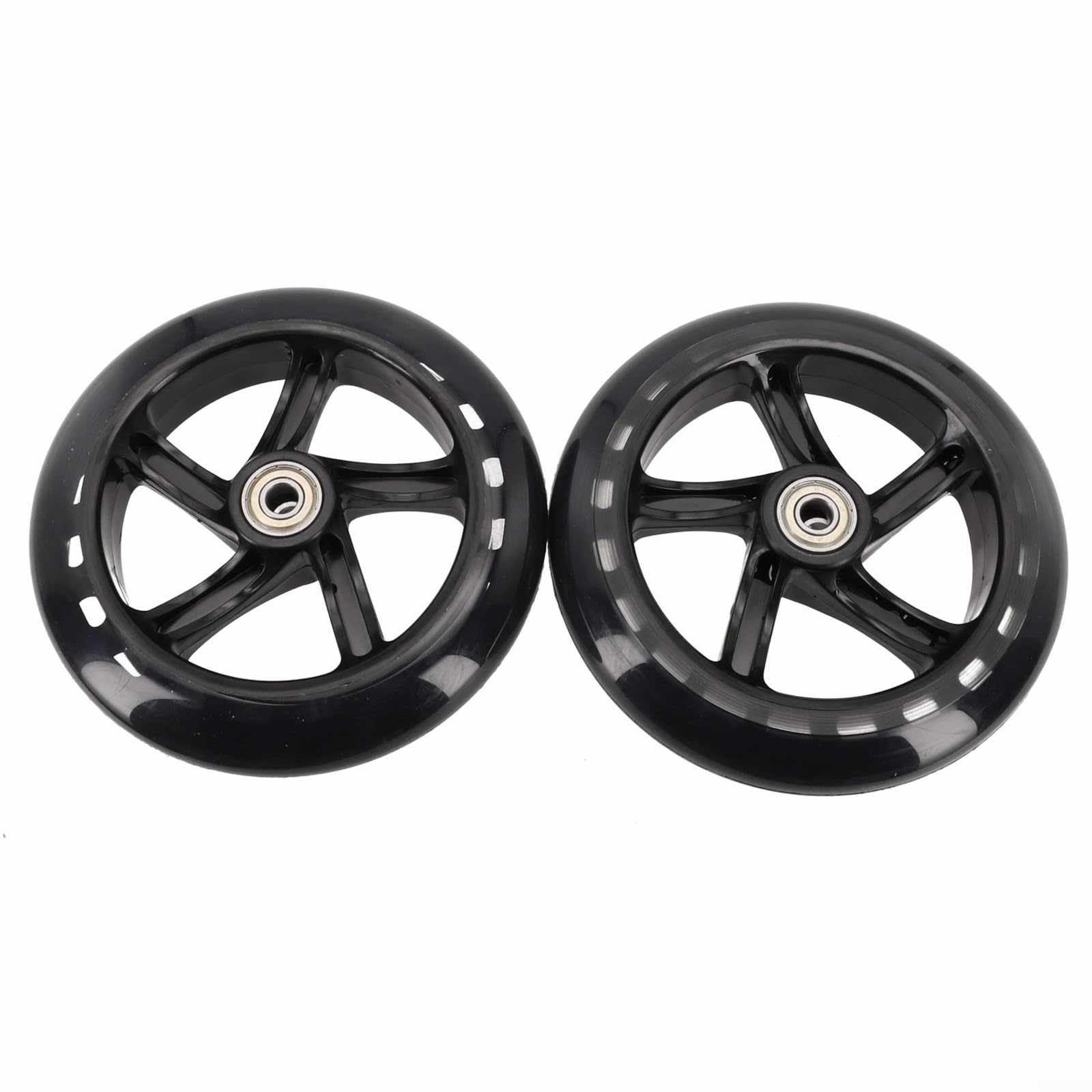 2 Stück PU-Rollerräder, leise Ersatzräder mit Hochgeschwindigkeitslager für Kick-Scooter, Rollschuhe, Trolleywagen, 12,7 cm, schwarz (145 mm x 30 mm lichtdurchlässig) von Bulevisiter