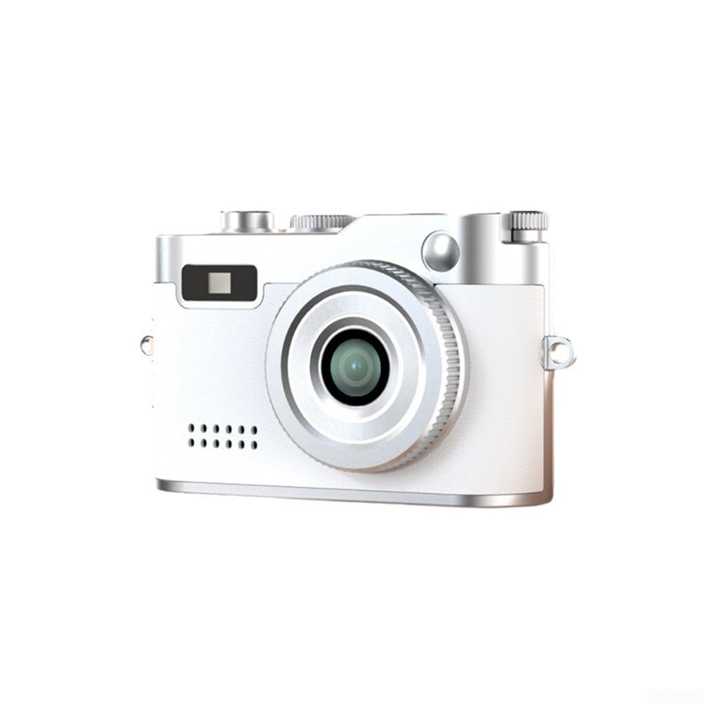 Digitalkamera im Taschenformat, 1080P Auflösung mit 2,4 cm (0,96 Zoll) Display, leichtes Metallgehäuse, Mini-Fotogerät für Reisen und den täglichen Gebrauch (weiß) von Bulevisiter