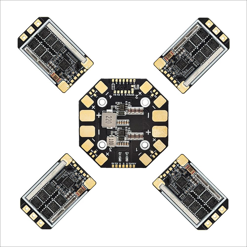 Bumiva AM32 6S 65A ESC 4XESC+1XPDB Kit 12V-25.2V 3-6S für 10-13 FPV Drohne RC Boot RC Auto ESC von Bumiva