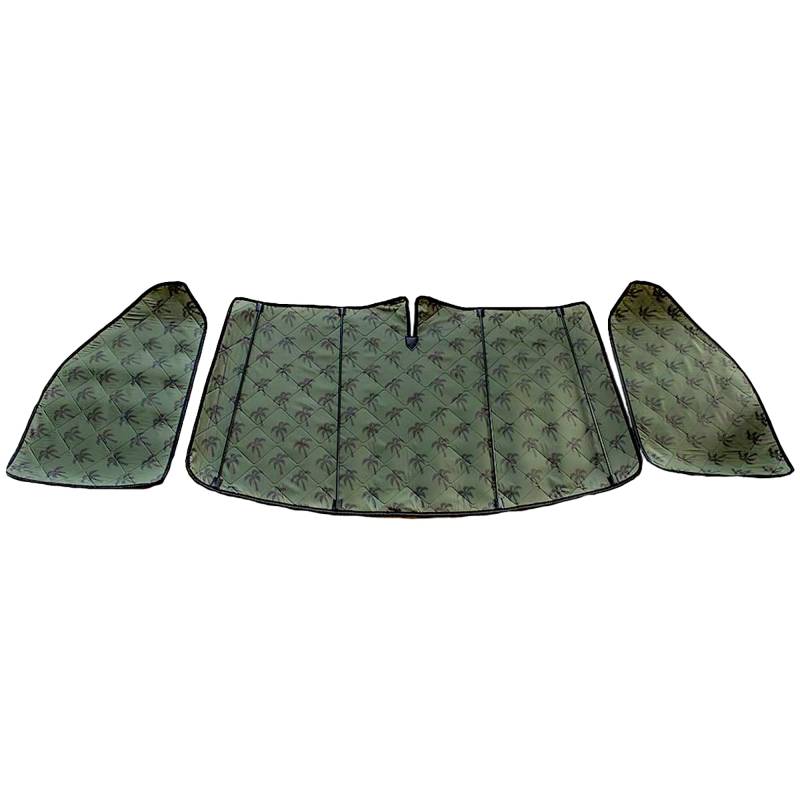Thermomatten Fenstermatten 3er-Set – Isolierung und Verdunkelung für VW T5, T6, T6.1, Crafter, Caddy – Front- und Seitenscheiben (Khaki VW T5, T6, T6.1) von Bus-Boxx