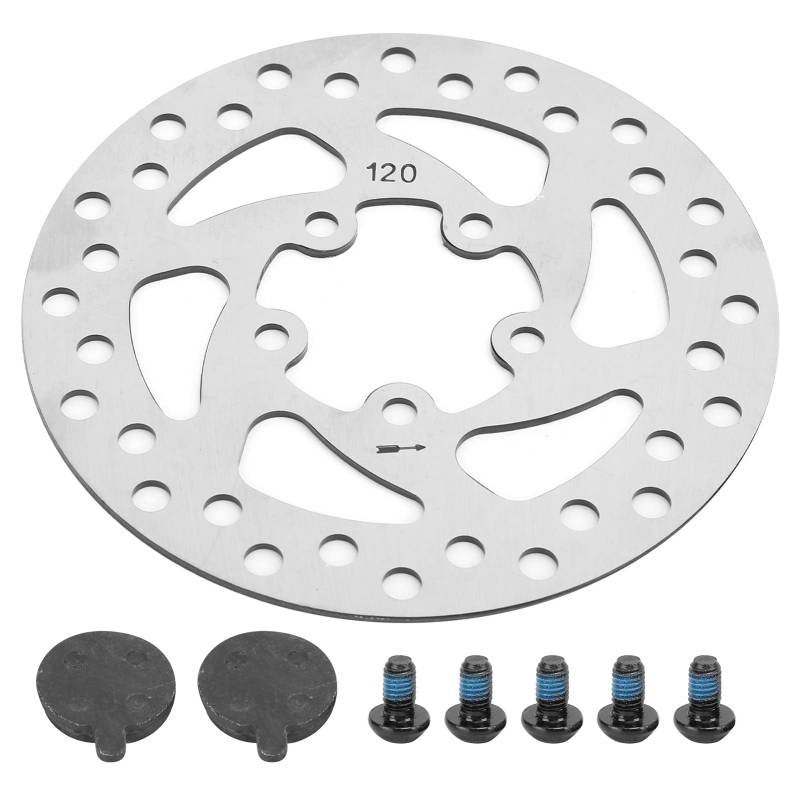 BuyWeek Elektroroller Bremsscheibe für Xiaomi M365/PRO/PRO2, 120mm Elektroroller Scheibenbremse 2 Bremsbeläge 5 Schraube Kit (5 Löcher) von BuyWeek