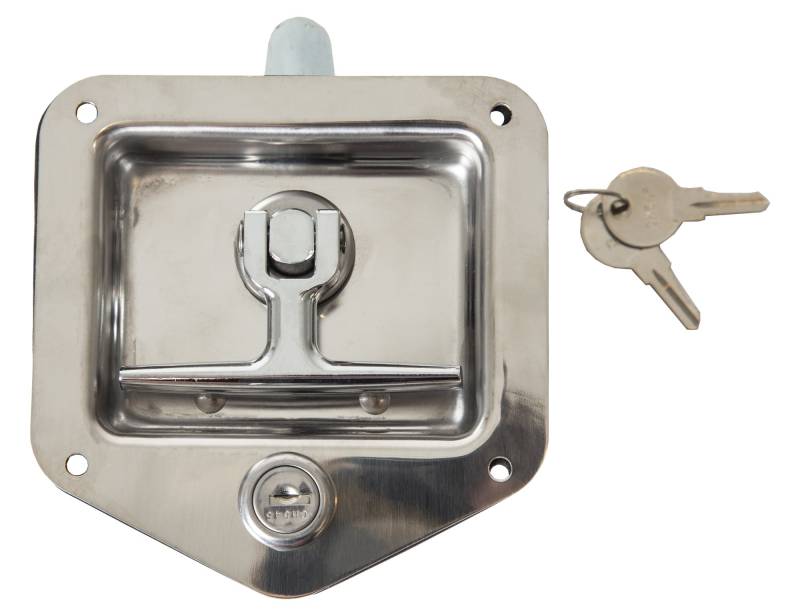 Buyers Products L8815 T-Griffriegel, Verriegelung mit Dichtung, mit 2 Schlüsseln, polierter Edelstahl, für LKW-Bett-Werkzeugkästen, Anhängertüren, Wohnmobile, Wohnmobile, LKW-Kappenriegel von Buyers Products