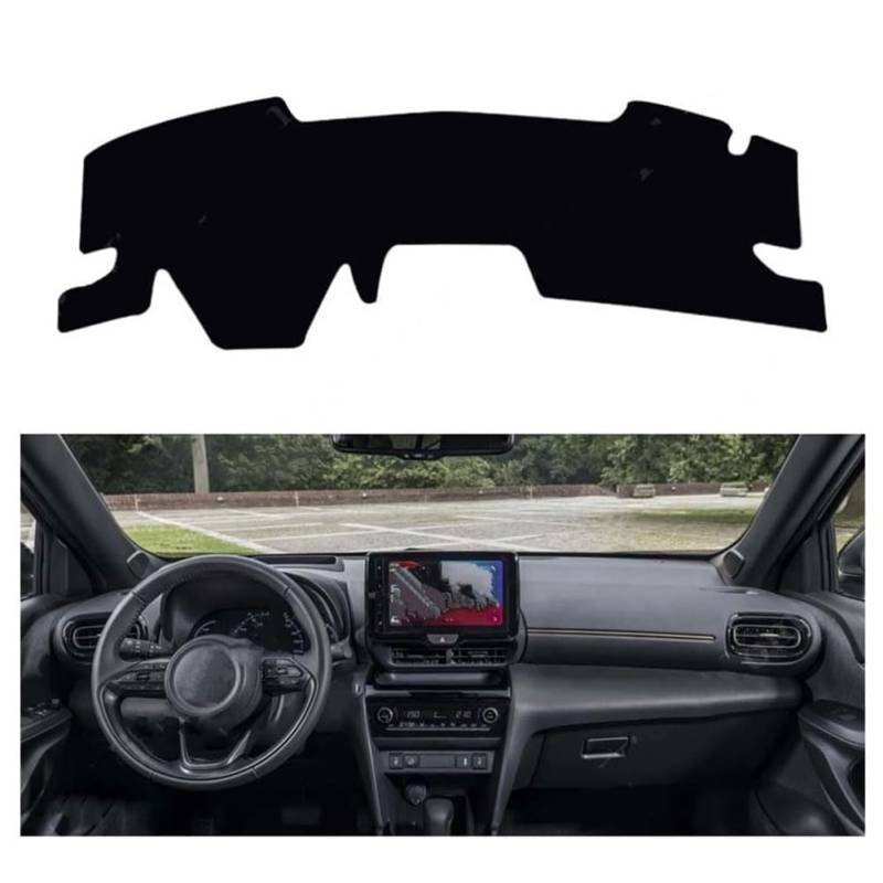 Auto Armaturenbrett Abdeckung Matte, für Toyo-TA Yaris Cross XP210 2021 2022 2023, Anti-Rutsch Dash Matte Teppich Sonne Schatten Schutz Dashmat Pad,A/LHD-Blackside von BymAde