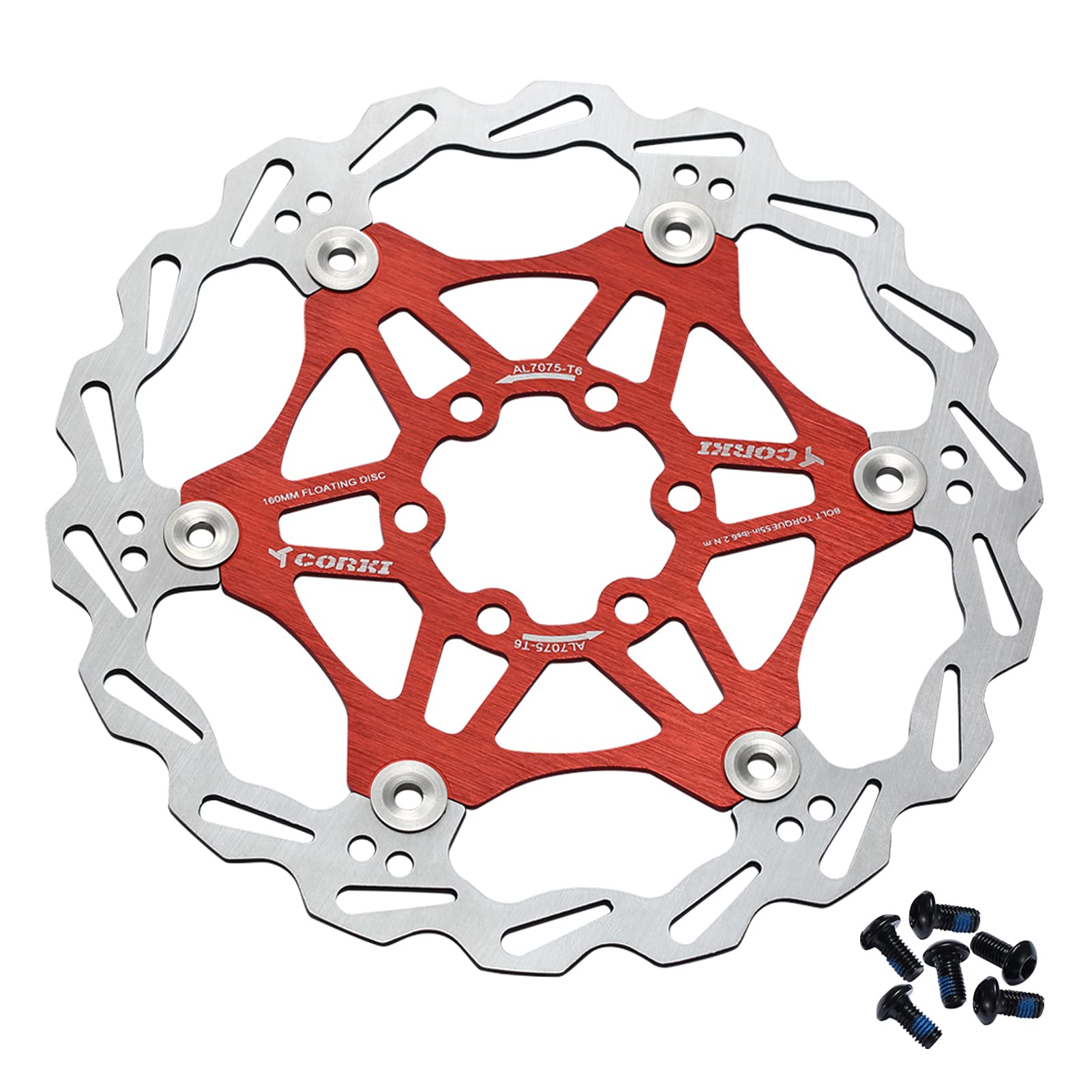 Bynccea 160mm 180mm Fahrrad Schwimmende Bremsscheibe mit 6 Schrauben für Mountain Rennrad BMX MTB von Bynccea