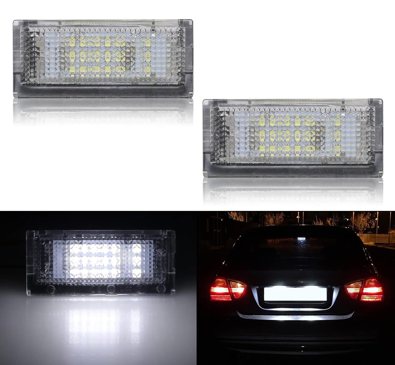 Bynome Fehlerfreie Xenon Weiße LED Kennzeichenbeleuchtung Kompatibel mit 1998-2005 BMW E46 4D Limousine 5D 323i 320i 325i 325xi 328i 330i 330xi Touring von Bynome