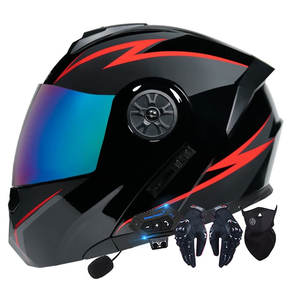 Helm Motorrad Modularer Bluetooth-Helm Klapphelm Full Face Motorradhelm mit ECE Zertifiziert Damen Herren Integralhelme Motorrad Integrierter Roller-Helm Mofa Helm Moped-Helm von Byroads