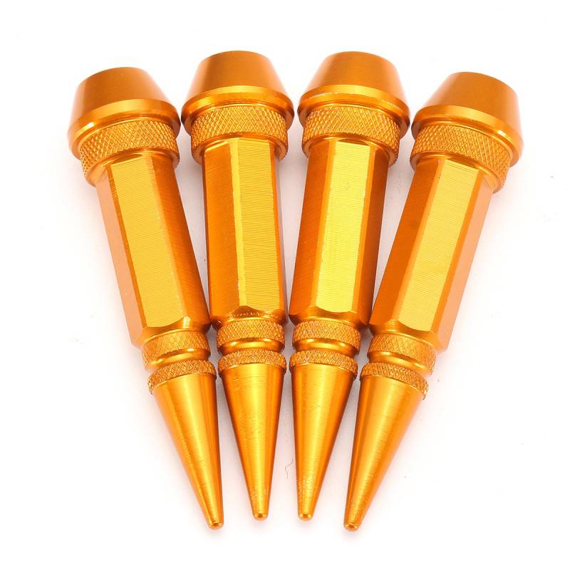 C-FUNN 4Er Aluminium Reifen Staubdicht Felgen Ventilkappen Auto Auto Bike Spike Form - Gold von C-FUNN