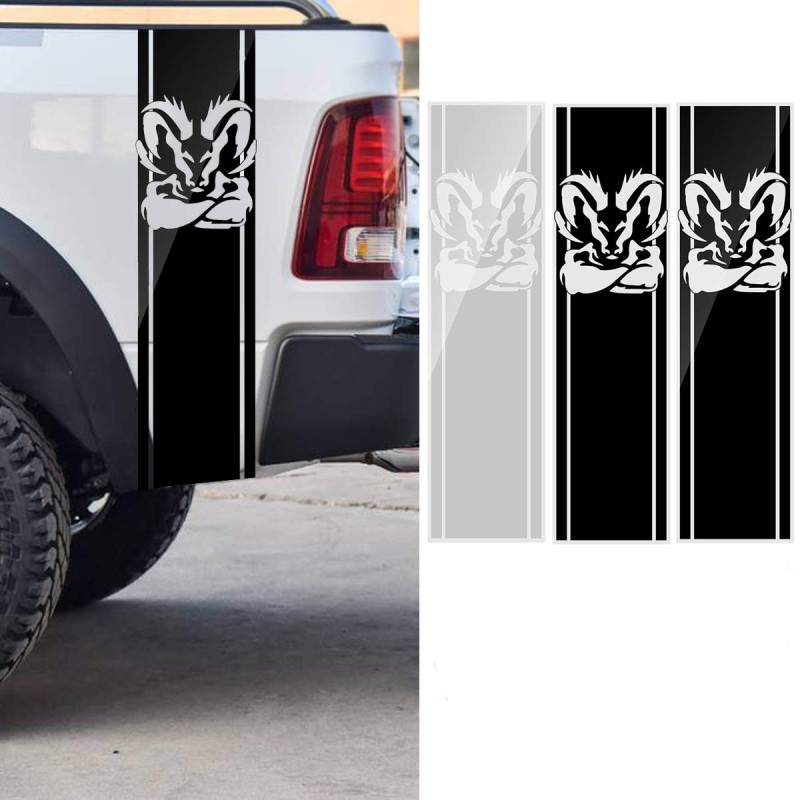C-FUNN 97 x 25 cm Auto-Aufkleber aus PVC für Dodge Ram 1500 2500 3500 5,7 l DS011 – helles Schwarz von C-FUNN