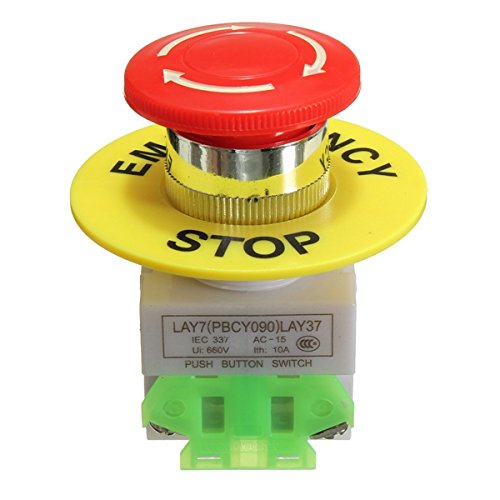 C-FUNN Not-Aus-Taster Schalter No Nc Selbstverriegelung Roter Pilz Cap 660V 10A von C-FUNN