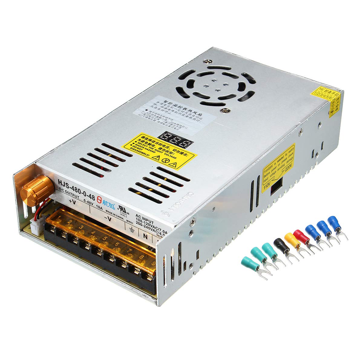 C-FUNN Schaltnetzteil-Transformator einstellbar AC 110/220V auf DC 0-48V 10A 480W mit Digitalanzeige von C-FUNN